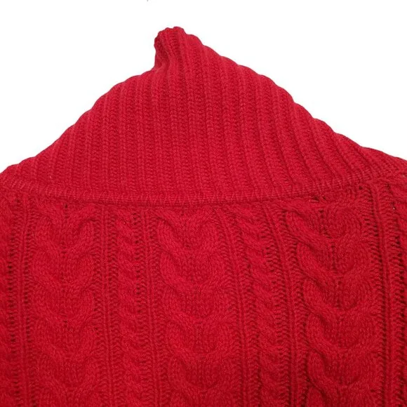 Talbots Petite Sz 1X Cardigan Cable Knit Open Front Lambswool Blend Sweater Cozy - Picture 9 of 11